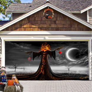 Cross Border Halloween Garage Door Background Cloth Holiday Carnival Party Atmosphere Decorative Garage Door Banner Atmosphere Tapestry