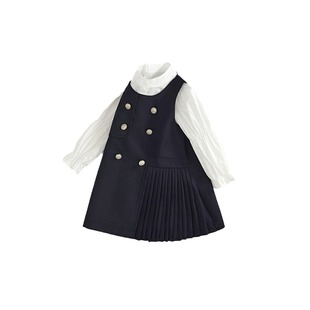 Girls' suit skirt 2024 spring and autumn new children's Korean college fashionable vest skirt bubble sleeve shirt suit
