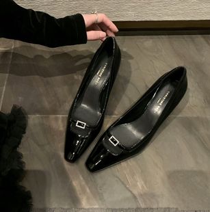 High-grade sheepskin version ~ Su Yinyin same pointed stiletto heel patent leather rhinestone high heel ol commuter shoes women's shoes