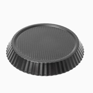 Cross-border special for black round chrysanthemum cake bottom solid bottom pizza pan 24-28cm non-stick baking carbon steel baking pan