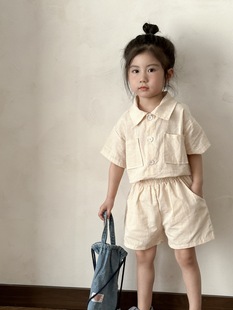 Children's Summer suit Cotton Thin Men's Wear 2025 New Baby Girl's Casual Short-sleeved Shirt Two-piece Set