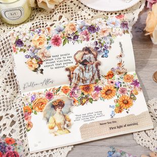 Cross-border ancient forest flower season poem series retro hand account tape landscaping small fresh plant material decoration