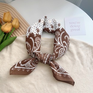 Autumn and Winter New Ethnic Style Cashew Headscarf High-end Feeling Hair Band Imitation Silk Hair Hand Silk Scarf Neck Protection Scarf for Women