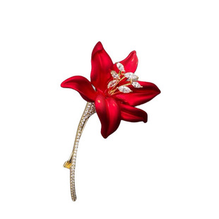 Red flower brooch design sense niche cheongsam suit accessories Chinese style high-end female personality corsage pin female