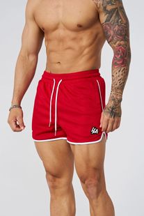 YOUNGLA Men's Shorts Fine Mesh Quick-drying Breathable Printed Casual Shorts Outdoor Running Training Beach Pants