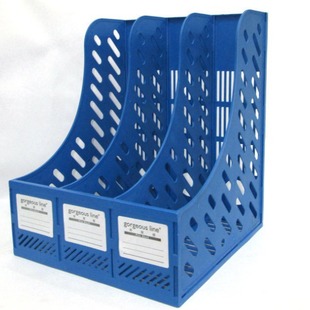 Two-grid three-grid four-grid file rack hard glue three-in-one file column 3-grid data rack A4 book stand Data organizing rack