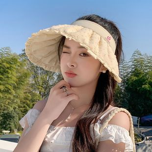 Summer New Sunscreen Air Top Hat Women's Outdoor Fashion Sunscreen Shell Hat Showing Face Small Beach Travel Sunshade Hat Trendy