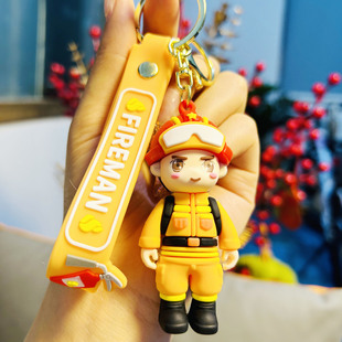 Cross-border cartoon firefighter traffic police keychain pendant creative holiday promotional gifts pendant wholesale factory direct sales