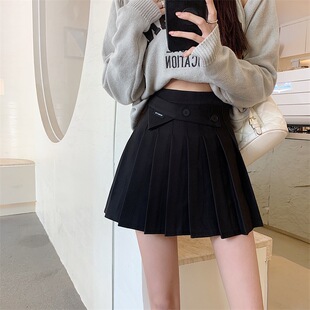Real shot real price autumn and winter new pleated skirt women's academic style skirt slim high waist A- line skirt