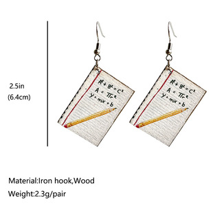 Europe and the United States cross-border Amazon jewelry wooden earrings creative Teacher's Day earrings gift book brush printing earrings
