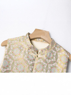 MS * Song Jin Jacquard Treasure Flower National Style Vest Autumn 2024 New Retro Buckle Embroidered Vest