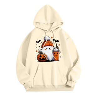 2024 Amazon Men's and Women's fleece-lined Sweater Christmas Printed Pocket Drawstring Printed Hoodie