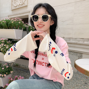 Sun Protection Ice Sleeves Summer Cartoon Sleeves Arm Protection Sleeves Ice Silk UV Protection Loose plus size Women's Sunshade Large Cuffs Trendy