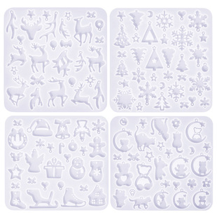 diy dripping glue christmas series earrings silicone mold christmas tree snowflake antlers kitten pendant earrings pendant