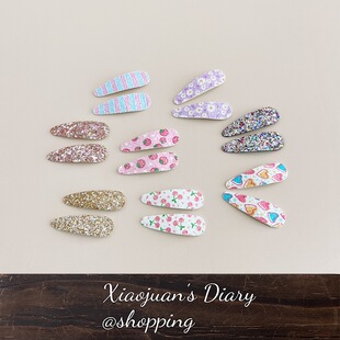 Sweet Champagne Pink Sequins Children's Hairpin Princess Cute Fruit Love BB Clip Girl Side Bangs Clip Hair Accessories