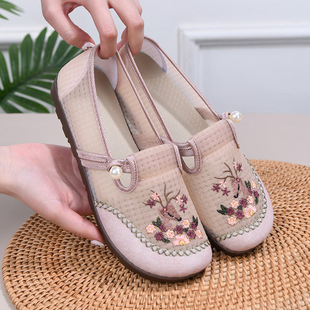 Summer New Mesh Old Beijing Cloth Shoes Breathable Casual All-match Women's Shoes Embroidered Hanfu Shoes Chinese Style Mother Shoes