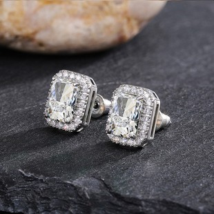 Live broadcast simulation diamond earrings female ins love S925 sterling silver needle micro inlay six claw high carbon diamond earrings earrings