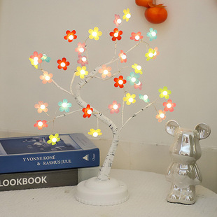 Cross-border flower tree lamp copper wire lamp holiday gift bedroom table lamp room atmosphere scene decoration night light