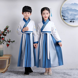 Одежда Госюэ для мальчиков Hanfu Церемония открытия Книга с древним костюмом Детская одежда Трехсимвольная Сутра Правила ученика Детский костюм Учащиеся начальной школы