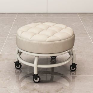 Household Wheeled Ground Wiping Beautiful Sewing Low Stool with Baby Artifact Living Room Mobile Pulley Children's Low Stool Universal Wheel Small Low Stool