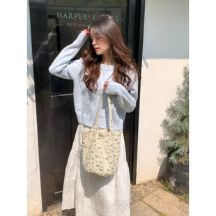 Korean Style Large Capacity Floral Canvas Shoulder Bag 2024 New Style Mori Floral Commuter Tote Bag Niche Handbag