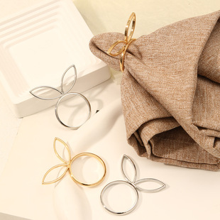 Easter rabbit head napkin ring alloy Golden napkin buckle holiday restaurant table napkin ring factory wholesale
