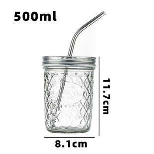 Mason straw glass drink cup Diamond juice cup cold extract coffee milk tea juice drink bottle glass wholesale