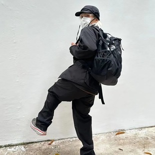 2023 American retro neutral backpack black Gray couple large capacity workwear travel bag student computer bag