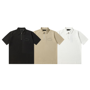Cross-border fashion brand FOG double-line ESSENTIALS thick plate rubber letter lapel polo shirt men's and women's high street half sleeve