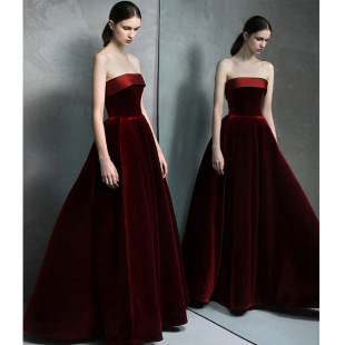 Banquet evening dress for women 2024 new high-end light luxury niche high-end French style host performance dress tube top