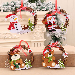 Christmas Wooden Rattan Wreath Christmas Decoration Door Hanging Hotel Shopping Mall Decoration Wreath