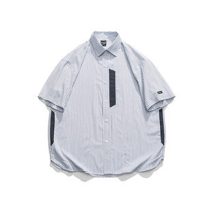Trendy 2023 Summer New Japanese Style Trendy Striped Cardigan Half-sleeve National Trendy Decorative Lapel Short-sleeve Shirt