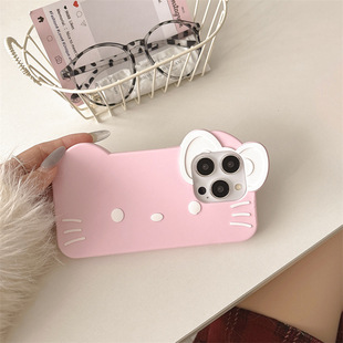 Cartoon three-dimensional big face KT cat iPhone14/13 for Apple 16/15PROMAX mobile phone case anti-fall all-inclusive