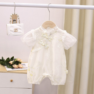 Baby clothes summer jumpsuit thin Harbin clothes climbing clothing baby girl Chinese style Hanfu class A summer package fart clothes