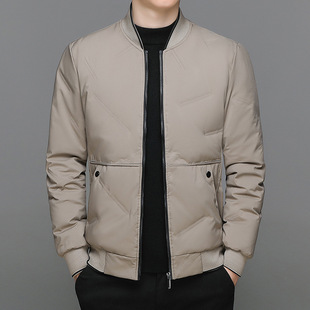 Down Jacket Men's Warm Jacket Baseball Jacket Autumn and Winter Men's Down Jacket Monk Collar Grey Duck Jacket Thick
