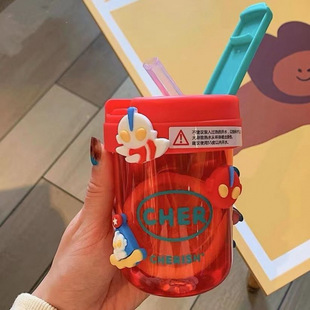 Simple and High-Looking Plastic Cup, Cute Mini, Compact Student Portable Kettle, Straw Cup, Couple Cup