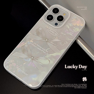 Shell Pattern Suitable for Apple 16 Mobile Phone Case 13 Three-dimensional Pearl Bow iphone15promax Temperament 11 Hard