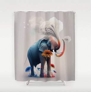 Cross-borDer Amazon 3D Digital Printing Polyester Waterproof Shower Curtain ThickeneDeD Bathroom Partition Curtain Bathroom Curtain