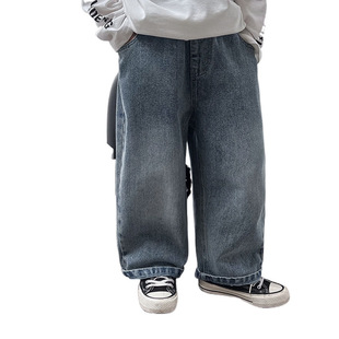 Children's Jeans Autumn 2025 Children's Wear Korean Baby Casual Pants Smiley Embroidered Boys Jeans