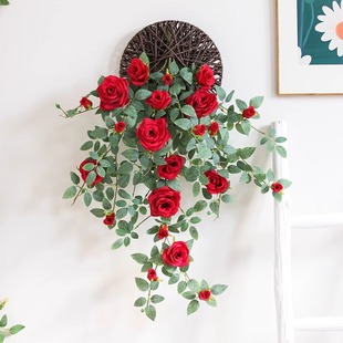 New Internet-famous Wall-hanging Artificial Flower Rose Vine Wall Decoration Wall-hanging Decoration Living Room Balcony Door Head Fake Flower