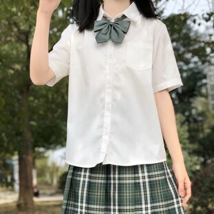 Original Summer New Milk White Jk Uniform Class Uniform Short-Sleeved Shirt Corner Lapel Pointed Collar Student Uniform Girl Top