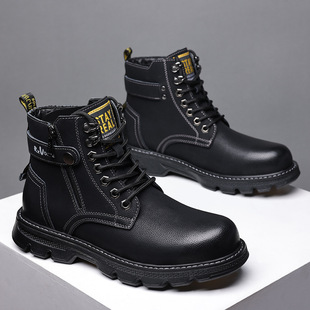 2022 New Men's Cotton Shoes High Top Outdoor Mountaineering Boots Martins Velvet Cashmere Snow Boots