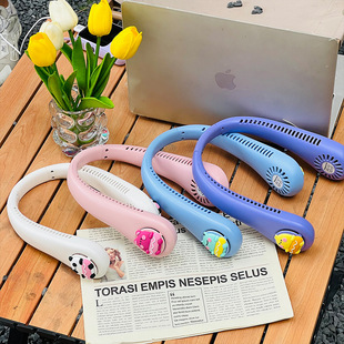 Space capsule digital display bladeless neck fan three-speed wind moderate adjustment big wind lazy neck fan in stock