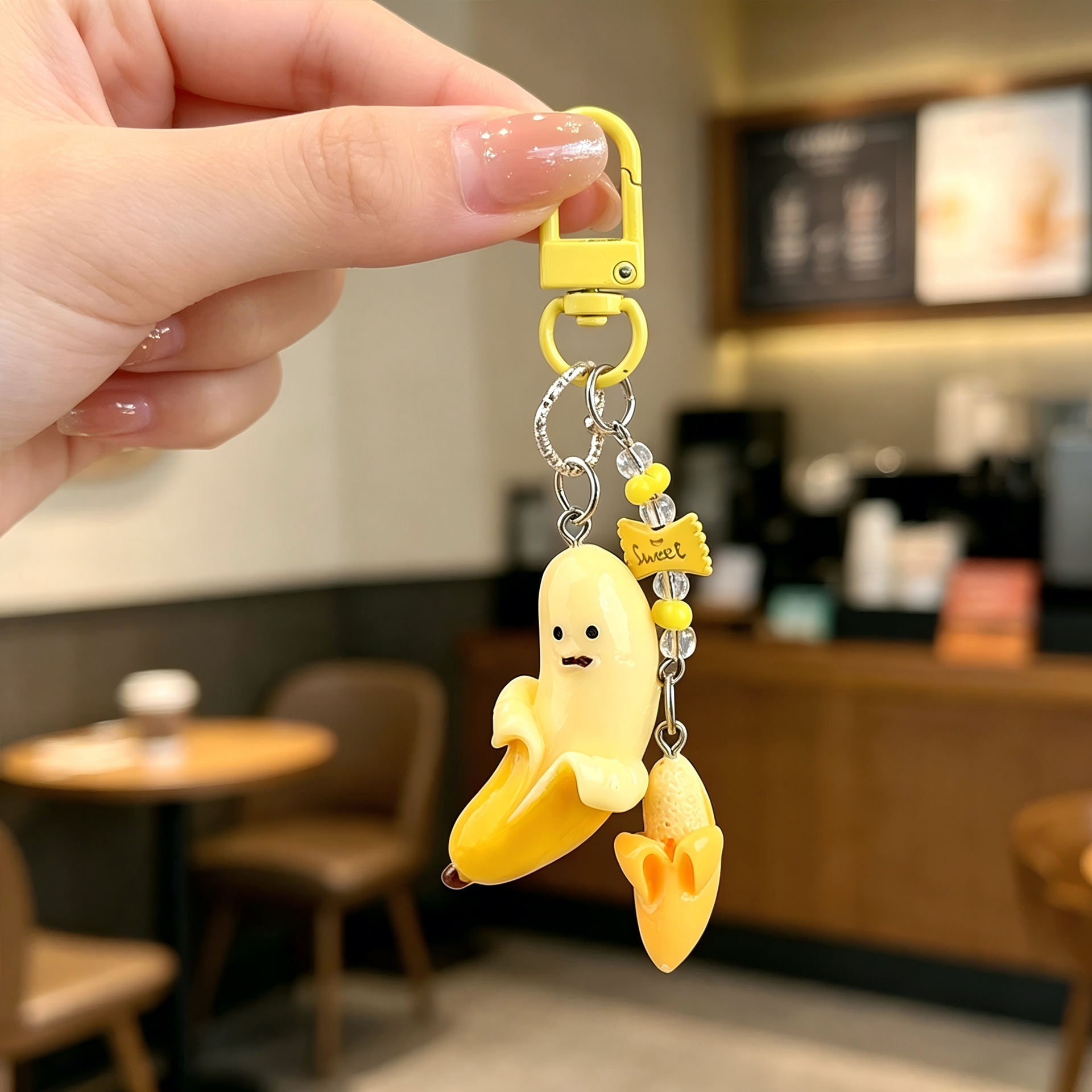 Creative Semi-Peeled Banana Keychain 3D Fruit Pendant Student Bag Decoration Gift for Best Friends and Couples