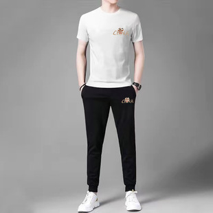 Counter Withdraws Tail Goods Summer suit Ice Silk Short Sleeve Shorts Casual Running Sportswear Men's Fashion Complete Set