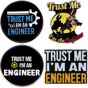 Believe I am an Engineer brooch Engineer cartoon English pin alloy paint enamel badge