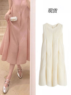 [in stock] Celebrity Pupd Pleated Pink Sleeveless dress Women's Summer New Loose Midi Dress