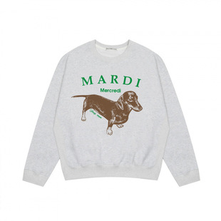 South Korea Trendy Brand Sweatshirt Little Daisy Dachshund Dog Printed Embroidered Gold High Silver Same Cotton Round Neck Printed Top for Women