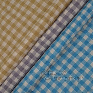 Spring and summer linen cotton plaid cotton linen bubble wash Plaid linen wash Plaid crepe shirt dress fabric
