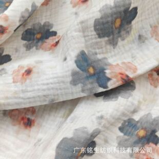 in stock Double-layer Yarn Crepe Fabric Digital Printing Bubble Crepe Luna Pajamas Home Pleated Baby Fabric